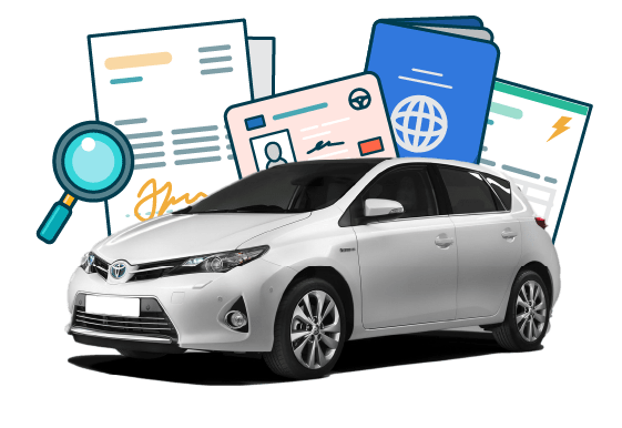 White Toyota with checking documents