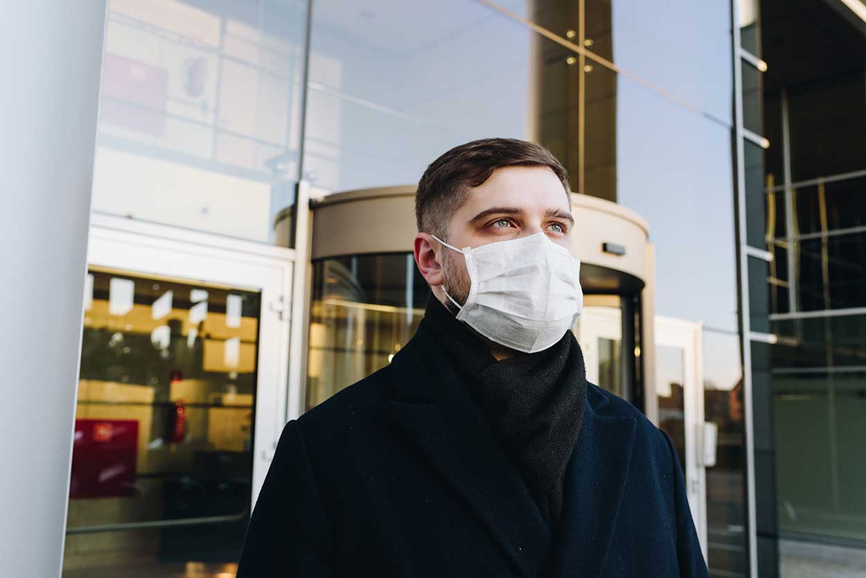 man wearing a face mask during coronavirus pandemic