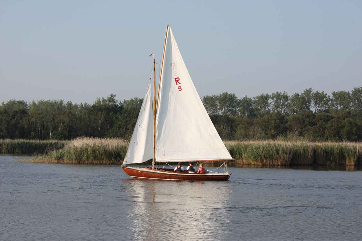 white boat on horsey mere great norfolk staycation