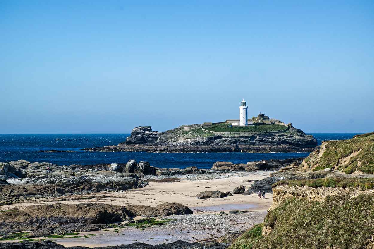 Godrevy Beach in cornwall for uk staycation