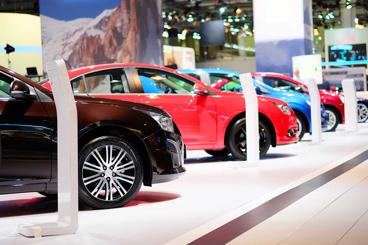 Cars displayed in a car showroom