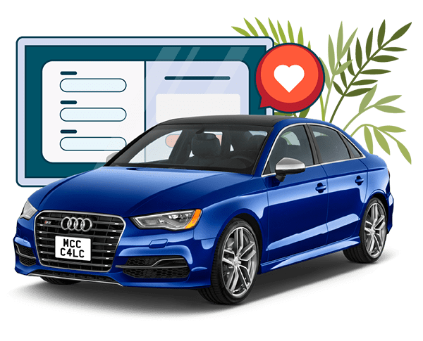 Blue Car with My Car Credit Car Finance Calculator