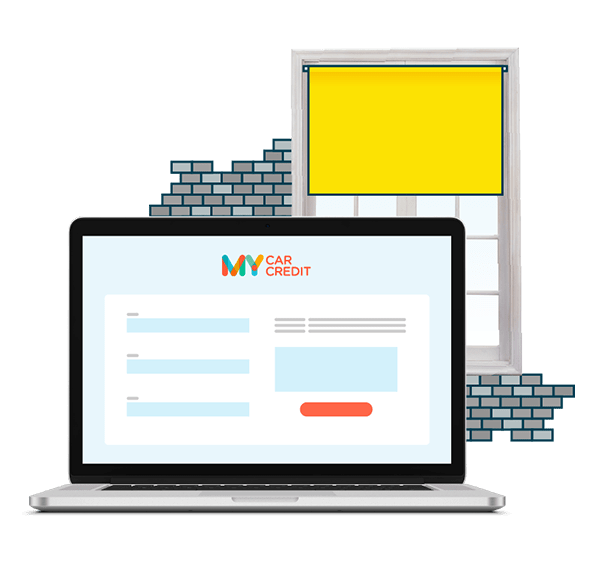 My Car Credit process on laptop in front of a window