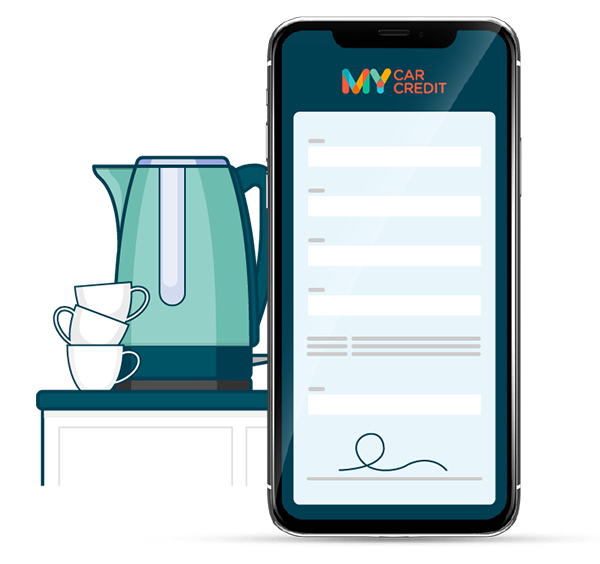 My Car Credit process on a phone with kettle