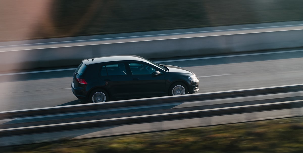 Diesel Car driving on motorway