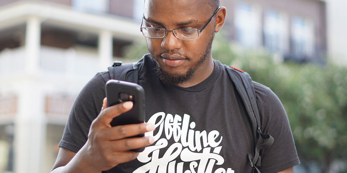 Man using his mobile phone