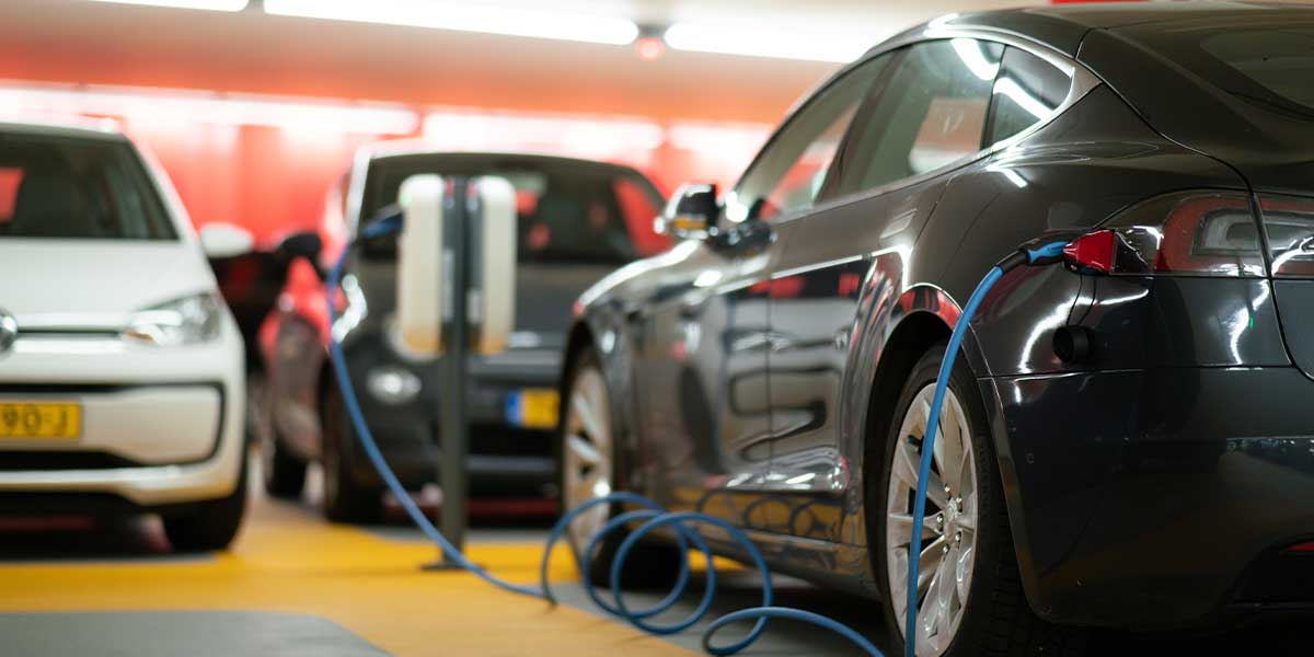 Electric car at a charging point