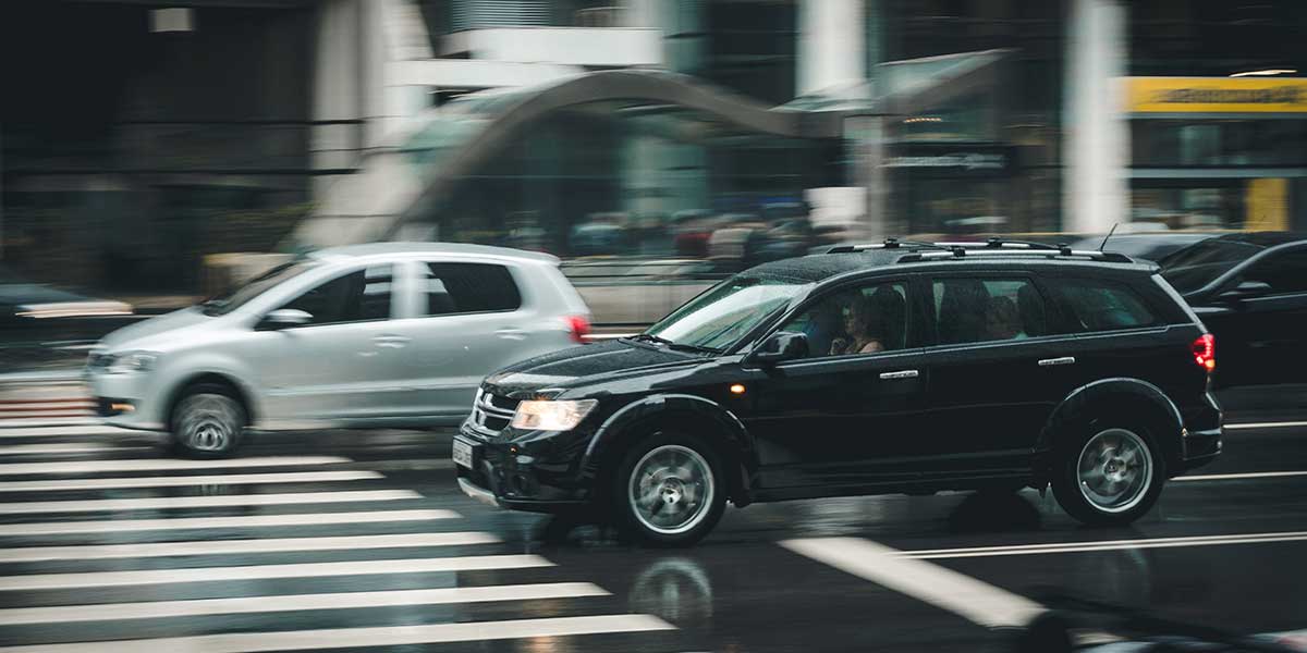 Cars driving in a city centre