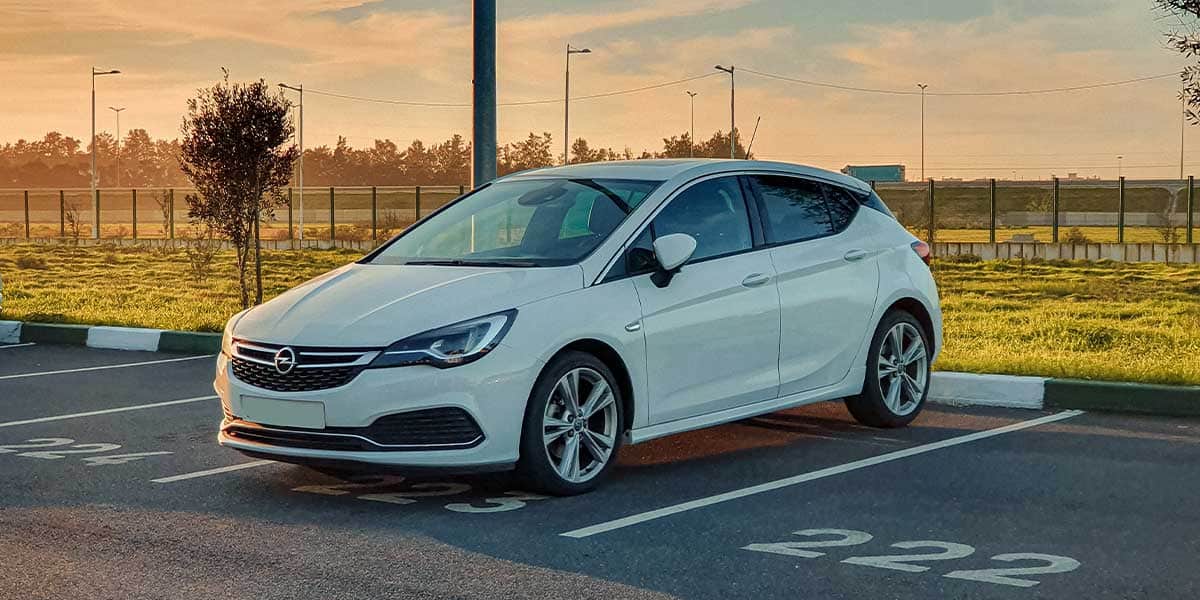 White car in a car park