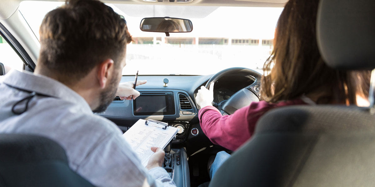 Woman learning to drive