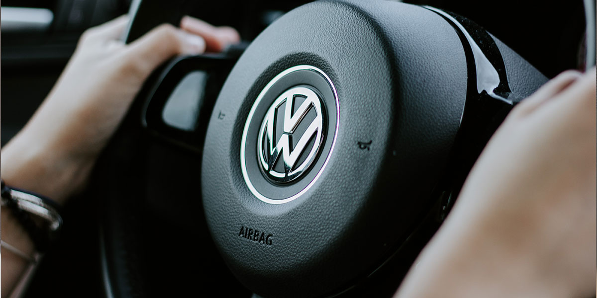 Volkswagen steering wheel with an airbag fitted