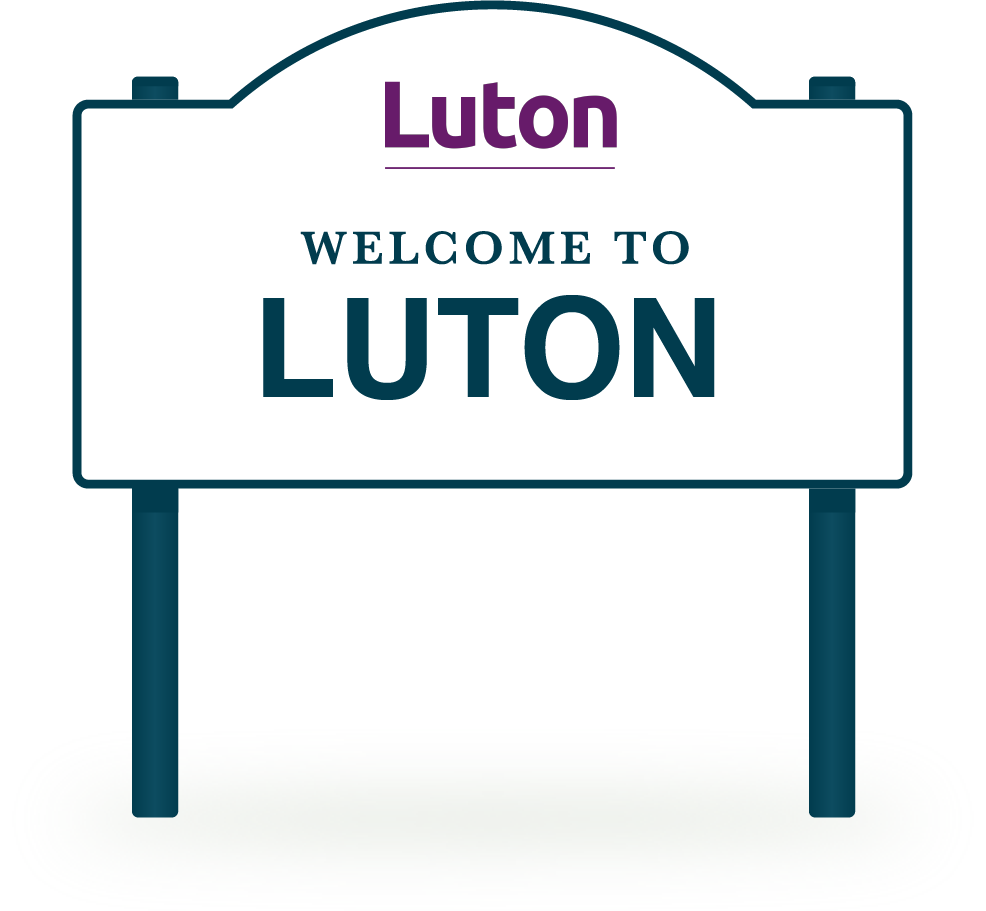 Welcome to Luton road sign