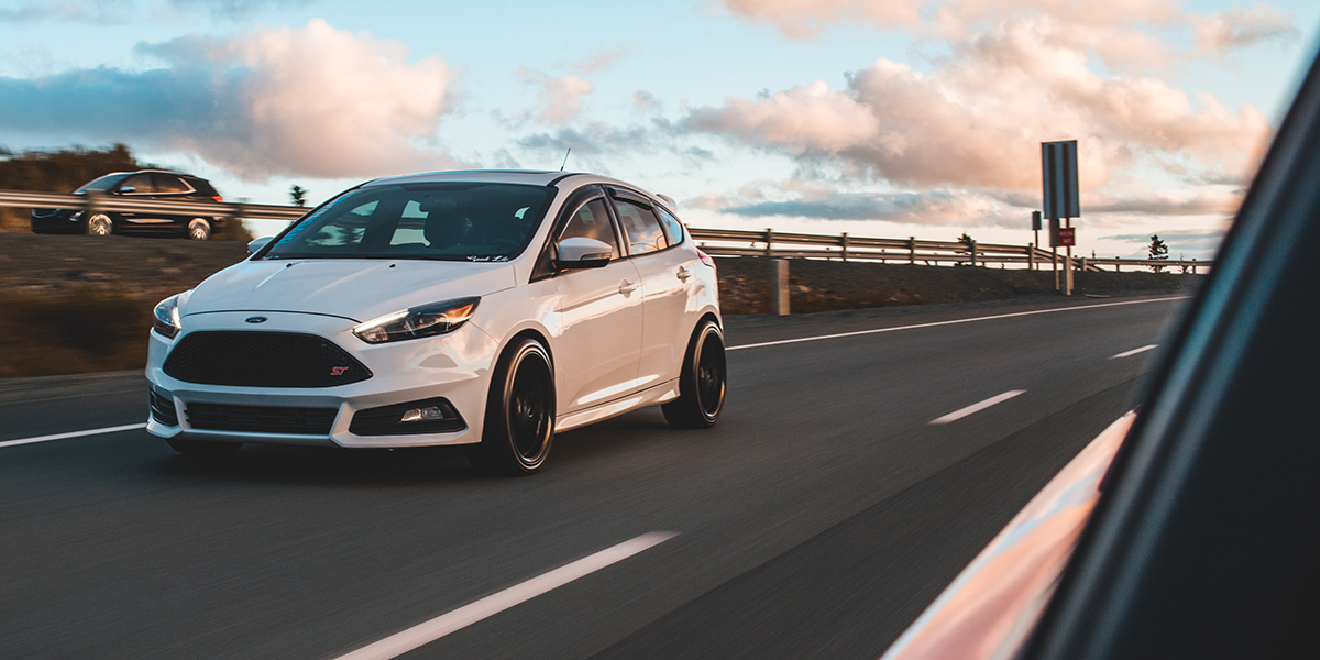 White ford on motorway