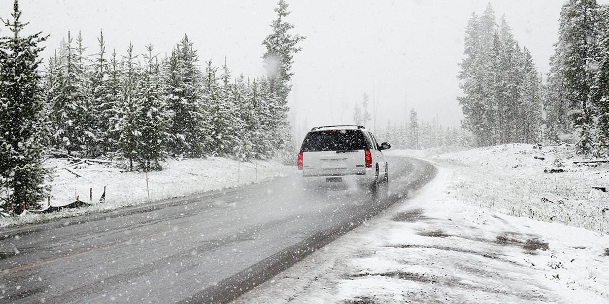 Car driving in snow