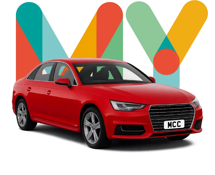 Colourful my car credit behind red saloon car purchased using poor credit car loan